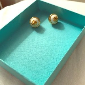 Tory Burch Cream and Gold Stud Earrings